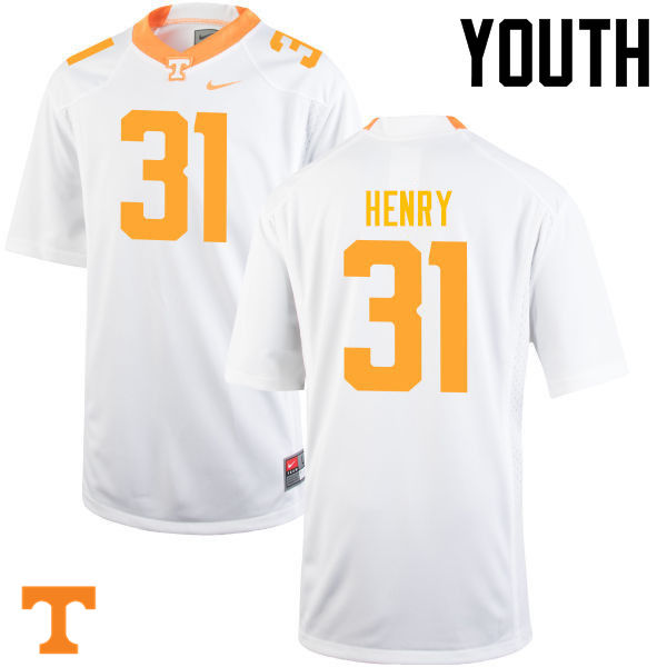Youth #31 Parker Henry Tennessee Volunteers College Football Jerseys-White